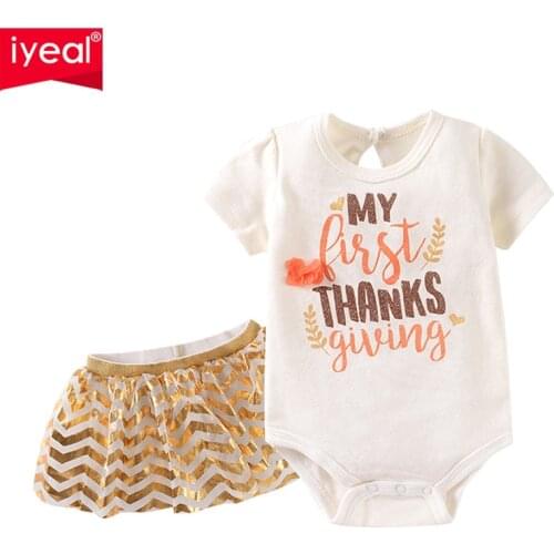 IYEAL Toddler Kids Baby Girls Clothes Set Short Sleevless Cotton Romper Tops + Tutu Skirt Summer Newborn Baby Girl Outfits Suits