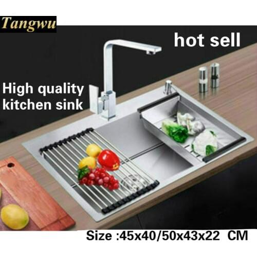 Tangwu 4 mm thick handmade kitchen sink Food-grade 304 stainless steel small single slot thickening 45x40/48x40/50x43x22 cm