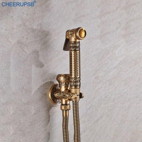 Retro Toilet Bidet Anal Ass Cleaner Brass WC Hand Sprayer Vaginal Shower Set Toilet Health Wash Faucet Bathroom Butt Gold Jet