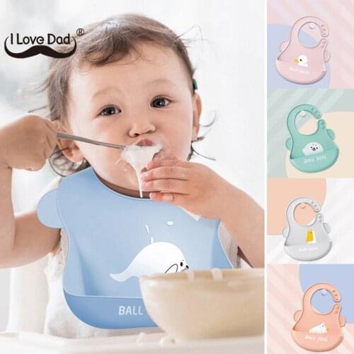 Cute cartoon print baby bibs soft Silicone waterproof baby boy girl bib baby feeding stuff care Accessories