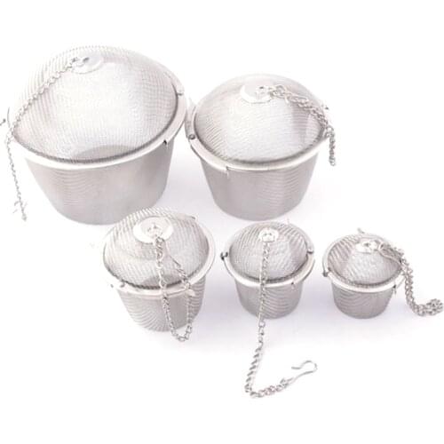 Stainless Steel Tea Infuser Filter Mesh Ball Seasoning Herb Spices Strainer Steeper With Long Chain Kitchen Gadgets