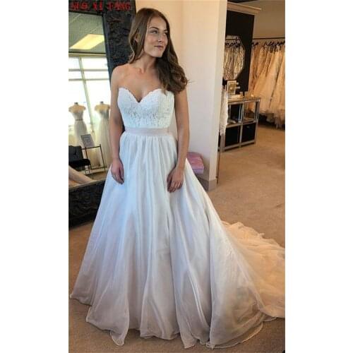 NUOXIFANG Vintage Sweetheart Neck A Line Plus Size Wedding Gowns For Bride Lace Appliques Boho Wedding Dress Casamento