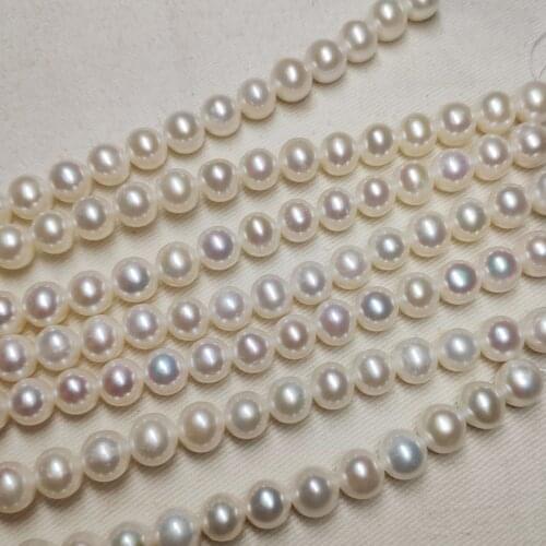 Natural Freshwater Pearl Necklace Grade AAA 8-9mm Round Shaped Beads 36cm Single Strand For Women DIY Jewelry