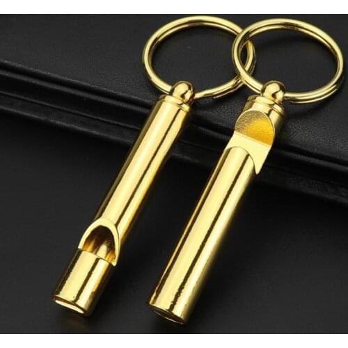 Portable Brass Loud Version Whistle Emergency Tool Survival Keychain Whistle with Beer Bottle Opener Bar Tools gold silvery