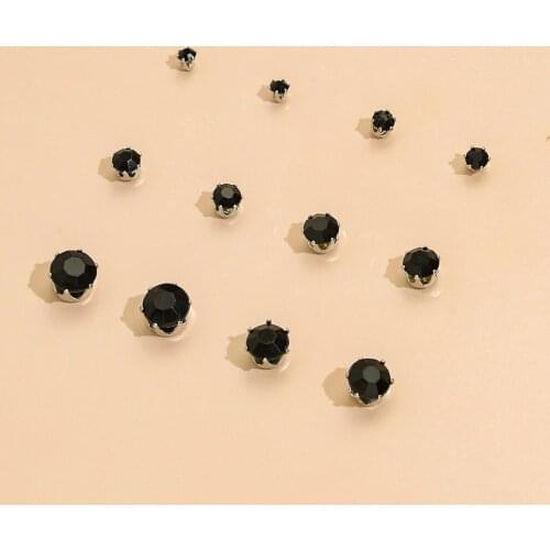 Simple Jewelry With Bohemian Dark Imitation Black Earrings 6-piece Set For Male Female Party Earrings