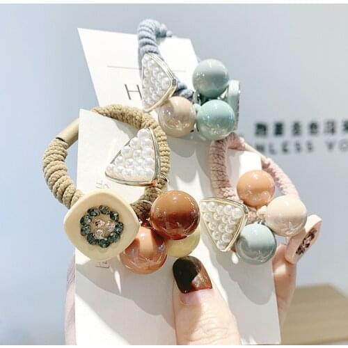 Korean Elegant Hair Rope Bracelet Scrunchie Women Elastic Hair Rubber Bands Accessories For Girls Tie Hair Ring Headdress Holder
