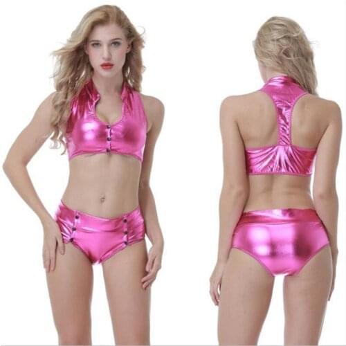 GOYHOZMI Sexy lingerie set hot women Exotic lingerie Imitation leather top + underwear sets sexy underwear cosplay costumes