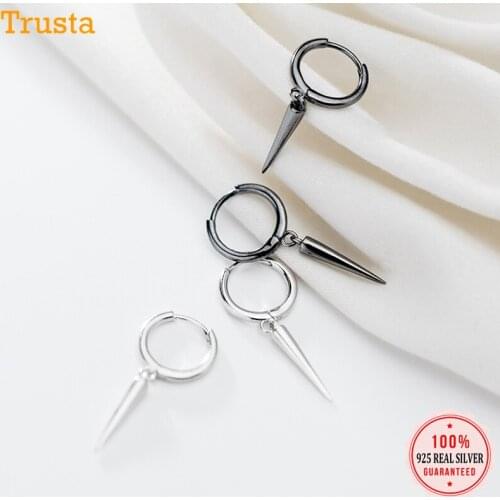 Trustdavis Genuine 100% 925 Sterling Silver Cute Sweet Small Stick Hoop Earrings For Women Girl Wedding Jewelry Gift DA472