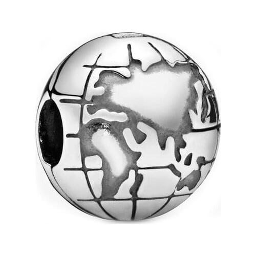Free Shipping Authentic 925 Sterling Silver Planet Earth Clip Charms Fit Original Pandora Bracelet For Women DIY Jewelry Beads