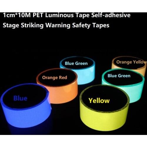 1cm*10M Noctilucent Decorative Strip PET Luminous Tape Self-adhesive Stage Striking Warning Safety Tapes Glowing Sticker