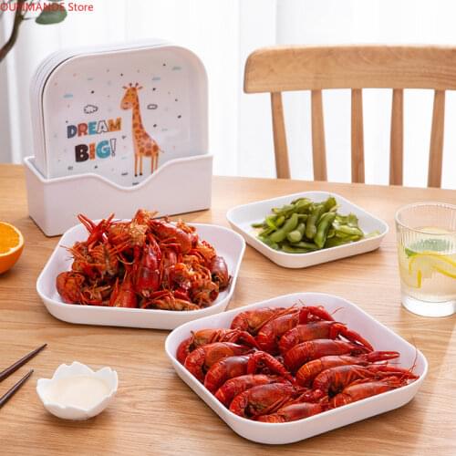 Imitation porcelain melamine plate household cartoon table spit bone garbage plate fruit snack plate self-service tableware