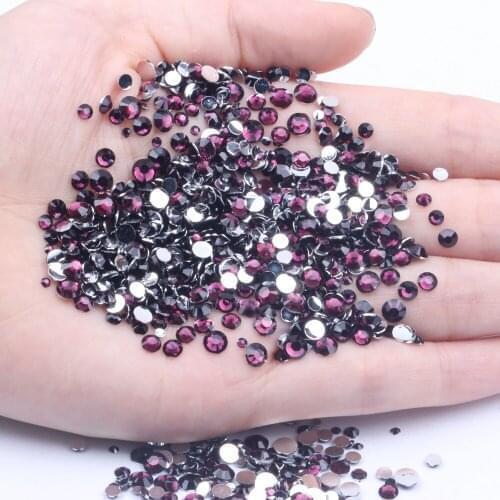Grape Purple Glue On Resin Rhinestones 2-6mm 1000-10000pcs Round Flatback Non Hotfix Diamonds DIY Crafts Shoes Bags Clothings