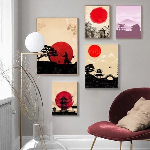 Japanese Abstract Moon Canvas Painting Posters and Prints modern Wall Art Picture Scandinavian for Living Room Home Decoration