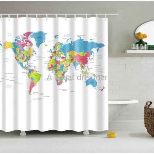 3d Printed Design World Map Shower Curtain Color Bath Waterproof For Bathroom Decor World Map Cortina De Home