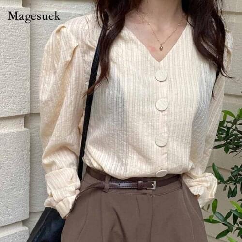 Women Shirts V-neck Pullover Chiffon Autumn New Solid Long Sleeve Blouses Women Casual Loose Women Tops And Blouses Blusas 10992