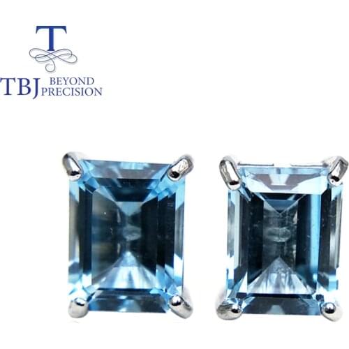 TBJ , natural brazil topaz earring oct 6*8mm 3.96ct natural gemstone jewelry 925 sterling silver birthstone gift for girls