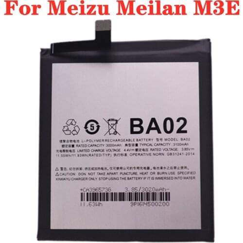 3100mAh Battery For Meizu Meilan M3E A680Q BA02 Mobile Phone Battery High Quality Replacement Batteries