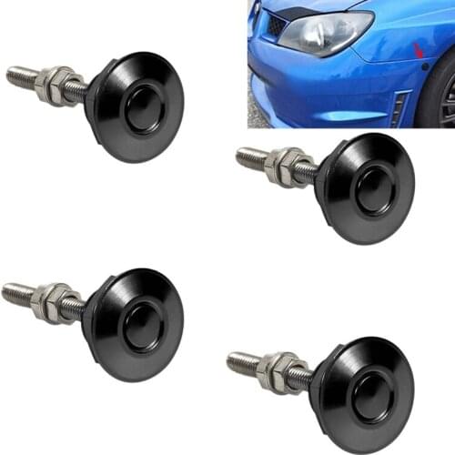 4X Push Button Quick Release Car Hood Bonnet Latch Pin Lock Bumper Clip Black