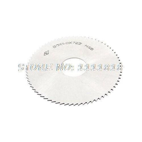 80mm x 1.0mm x 22mm HSS Milling Cutter 72T Slitting Saw Blade Silver Tone
