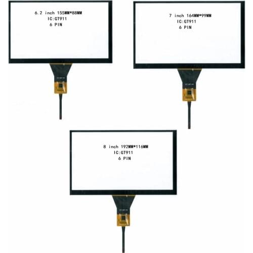 Car DVD navigation 6.2 inch capacitive touch screen 155*88 6 line touch screen GT911 6P line 7 inch 164*99 8 inch 192*116