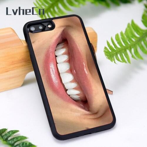 LvheCn Silicone Rubber Phone Case Cover for iPhone 6 6S 7 8 Plus X XS XR 11 12 Mini Pro Max Lips