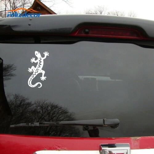 Black/Silver Gecko Lizard Pattern Car Stickers Vinyl For Car Tail Window Design Creative Animal Waterproof Car Styling C910