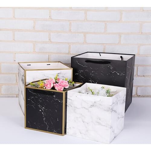 Flowers portable gift bags marble bag square birthday cake packaging подарочные коробки Коробка для подарков cellofaan zakjes