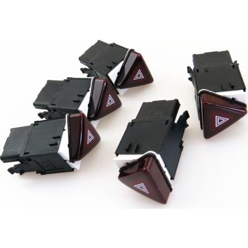 FHAWKEYEQ 5Pcs Dark Red Hazard Warning Switch Flash Button For VW Jetta MK5 Golf MK5 GTI Rabbit 18G 953 509 18G953509 1K0953509A