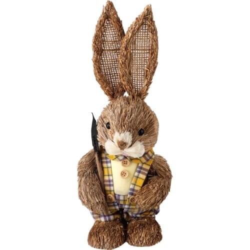 Artificial Straw Rabbit Ornaments Party Supplies Easter Theme Party Decor Home Garden Child Birthday Gift Easter Ornament