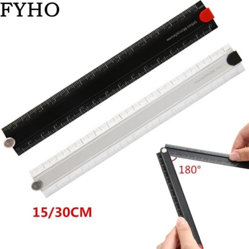 Multi Function Folding Ruler 15cm 30cm Aluminum Ruler Student Art Drawing Guide Measuring Tools HY127