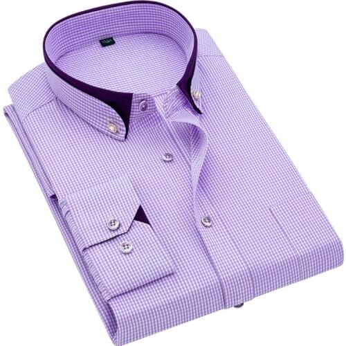 Mens New Business Slim Plaid Cotton Shirt Casual Professional Tooling Bank Formal Jacket Mens Suit Shirt Dad Work Clothes