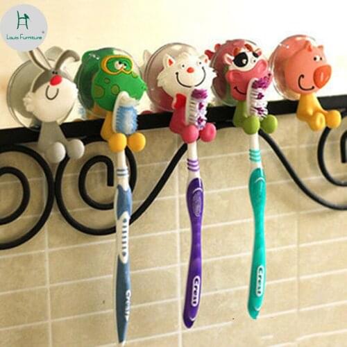 Louis Fashion Cartoon Toothbrush Rack Suction Wall Lovely Children No Punching Creative Bathroom Couple Shelf