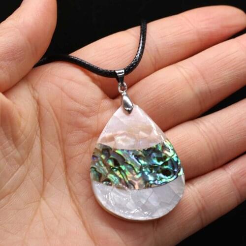 Natural Shell Necklace With Drop-Shaped Pendant Leather Cord 2MM Charms For Elegant Women Love Romantic Gift