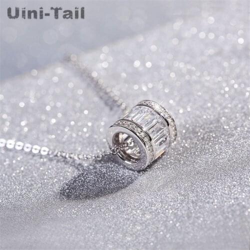 Uini-Tail hot new 925 sterling silver Korean cylindrical micro-inlaid necklace temperament elegant sweet fashion simple wild