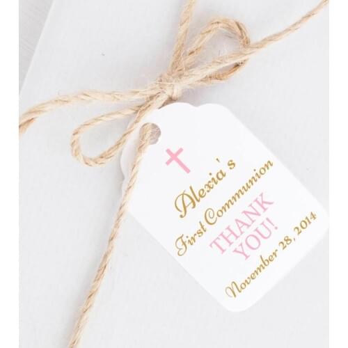 Personalize any language First communion tags - Baptism gift tags - Holy Communion favor tags - Christening favor tags