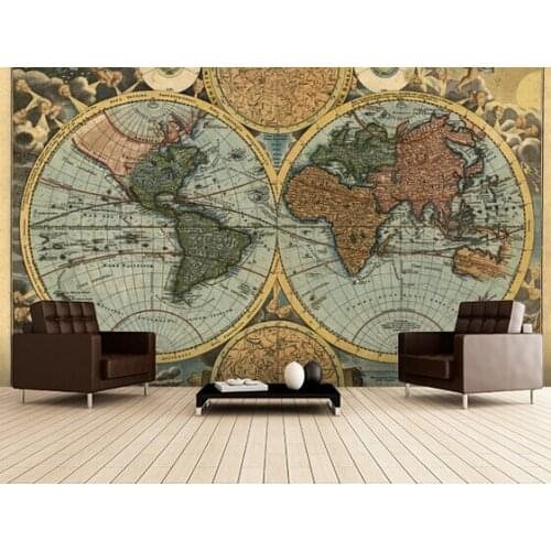 Custom art wallpaper,Ancient Map, 3D retro wallpaper for the living room bedroom kitchen background wall waterproof wallpaper