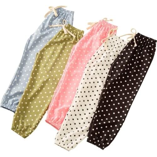 18M-10T Childrens Anti-mosquito Pants Summer Thin polka Dots Pattern Baby Girls Trousers Enfant Casual Bloomers Clothing