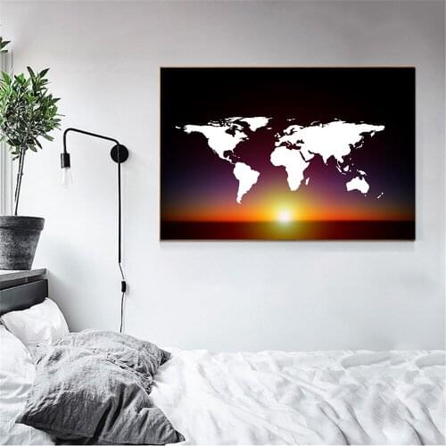 Romantic Poster Night Space Continents Earth Moon Aurora Modern Wall Pictures for Living Room Decoration Fantasy Canvas Painting