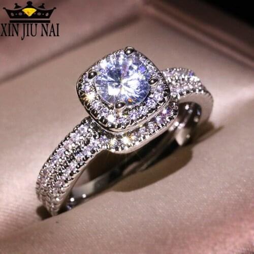 Silver 925 ring brilliant luxury handmade ring round pavement zircon engagement wedding ring pair men and women jewelry gift