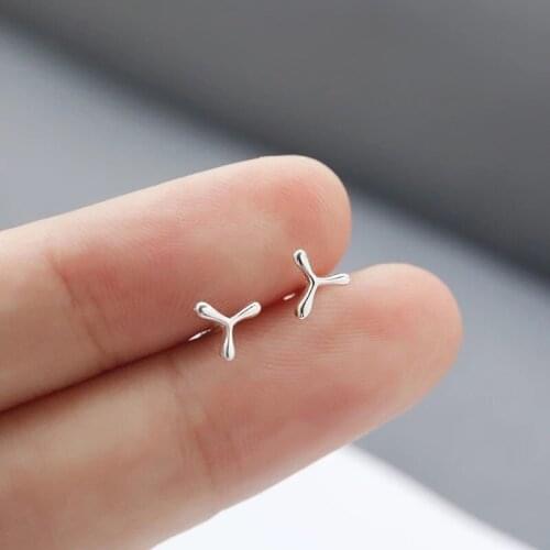 1 Pair Real 925 Sterling Silver Stud Earrings for Women Piercing Cartilage Earring Mini Geometric-shaped Cute Earings Jewelry