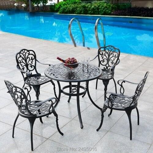 Set-5pcs Patio Furniture dining set garden chair and table solid Cast Aluminum chat Set in Antique Copper