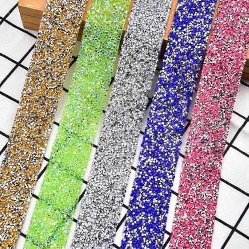 3.5cm wide Sewing Trim Crystal Motif Decoration Hot Fix Rhinestone Trim With Rhinestones Iron On Appliques For DIY Shoes Dresses