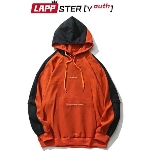 LAPPSTER-Youth Men Patchwork Streetwear Designer Hoodies 2021 Mens Korean Fashion Causal Vintage Hoodie Male Hooded Loose Hoodie