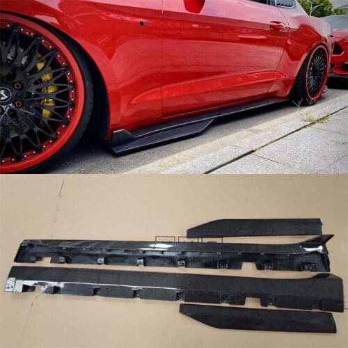 Carbon Fiber Side Lip Extensions Body Skirts for Ford Mustang Coupe Convertible 2-Door GT500 side skirts 2015 2016 2017 2018 201