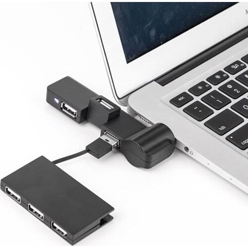 Rotatable 4 Ports USD2.0 Hub Splitter Data Cable Adapter for Car Laptop computer