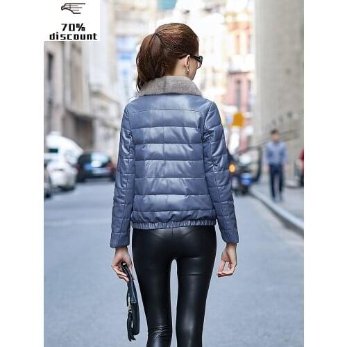 2020 Real Sheepskin Coat Female Mink Fur Collar Down Jackets Winter Jacket Women Genuine Leather Jacket Chaqueta Mujer
