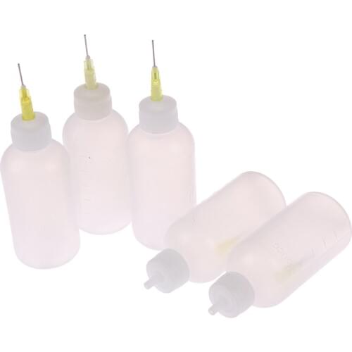 1 Pcs/Set 50ml Transparent Plastic Needle Bottles Glue Dispenser Clear Liquid Dropper Bottle for Rosin Solder Flux Paste Bottle