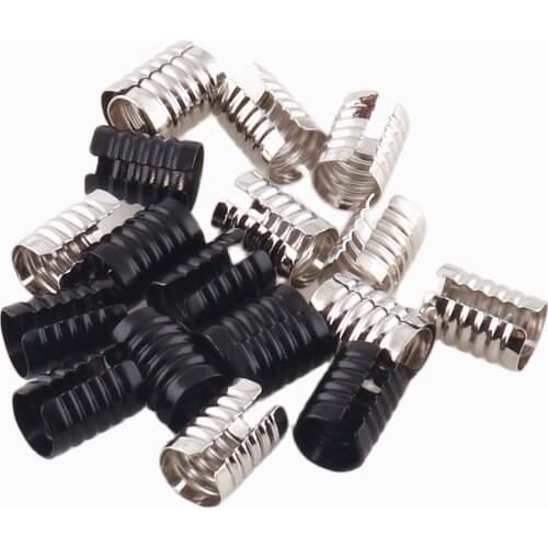 100pcs Silver End Crimp 13*9mm Black Fold Over Crimp Cord End Cap without Loop Cord Tip Ribbon Crimp Ends Ribbon Clasp Cord End