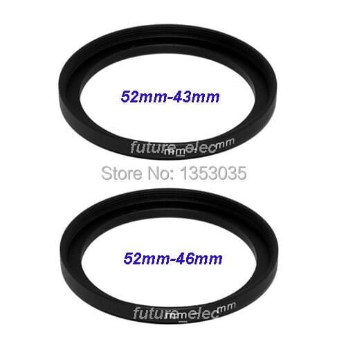 2Pcs 52mm to 43mm 46mm 52mm-43mm-46mm 52 43 46 mm Metal Step-Up Step Up Ring Camera Lens Filter Stepping Adapter Hood Holder Cap