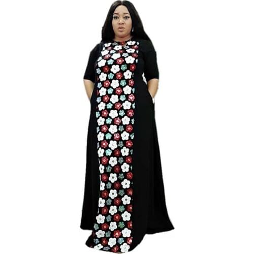 2020 African Dresses For Women Fashion Sequined Long Dress Big Elastic Africa Dashiki Maxi Dress Solid Vintage Plus Size Vestido